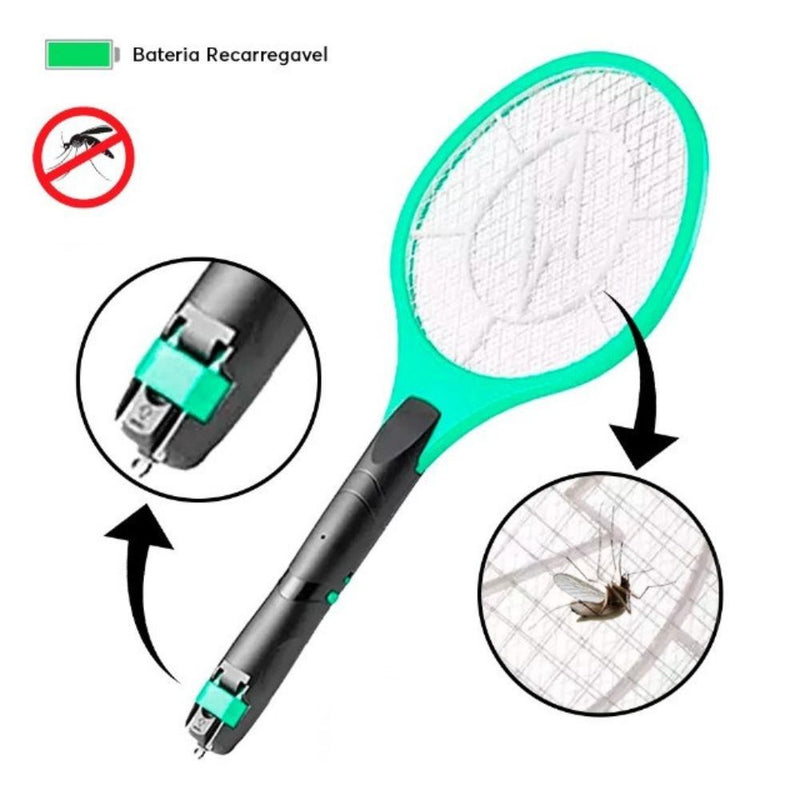 Raquete Elétrica Elimina Mosquito Pernilongo Recarregável