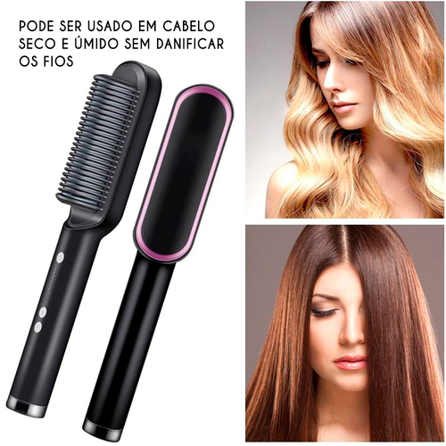 Escova Alisadora De Cabelo Ânion 3 Em 1 Bivolt