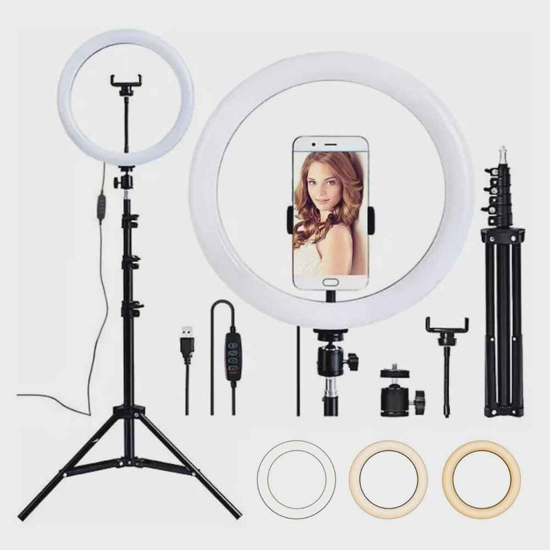 Kit Iluminador Ring Light 12 Polegadas 30 cm Tripé e Dimmer