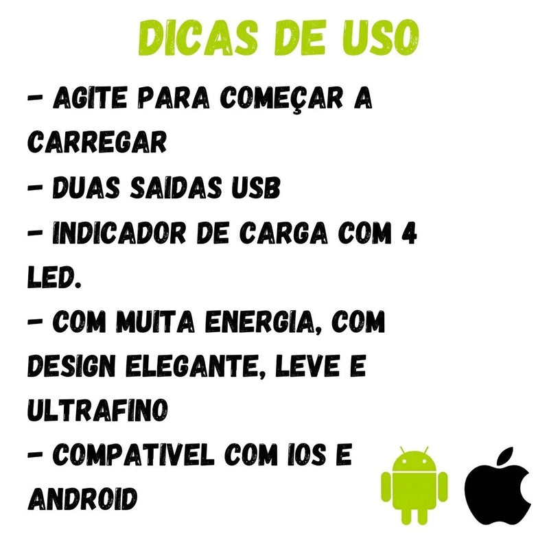 Power Bank Universal 5.000 Mah Compatível Android e IPhone