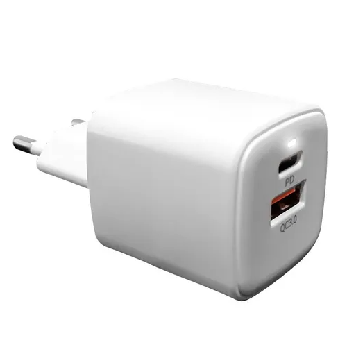 Carregador Turbo De Tomada 1 USB-C + 1 USB - QC3.0 20w