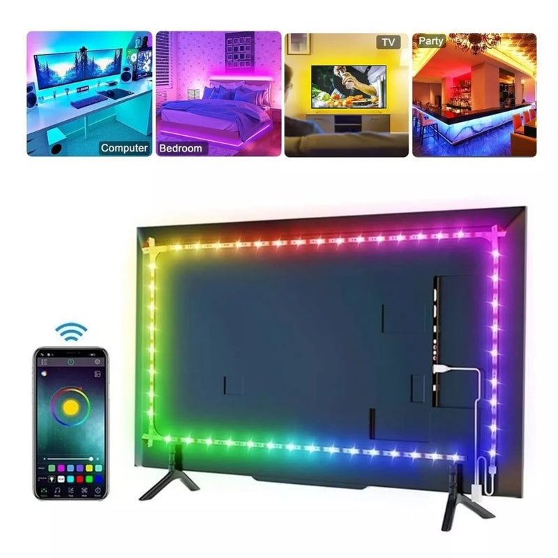 Fita Led Smart Led 5050 RGB Colorida P/ TV e Monitor 5 metros Bluethooth