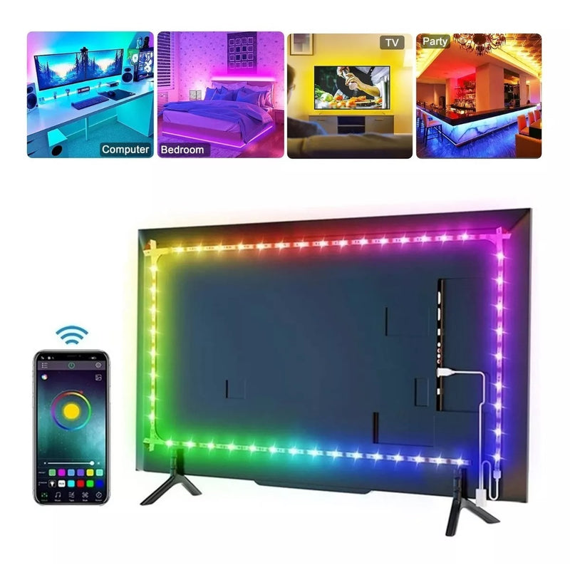 Fita Led Smart Led 5050 RGB Colorida P/ TV e Monitor 5 metros Bluethooth