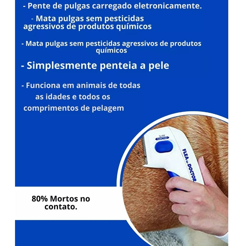 Pente Elétrico Antipulgas Carrapatos Piolhos Para Cães Gatos