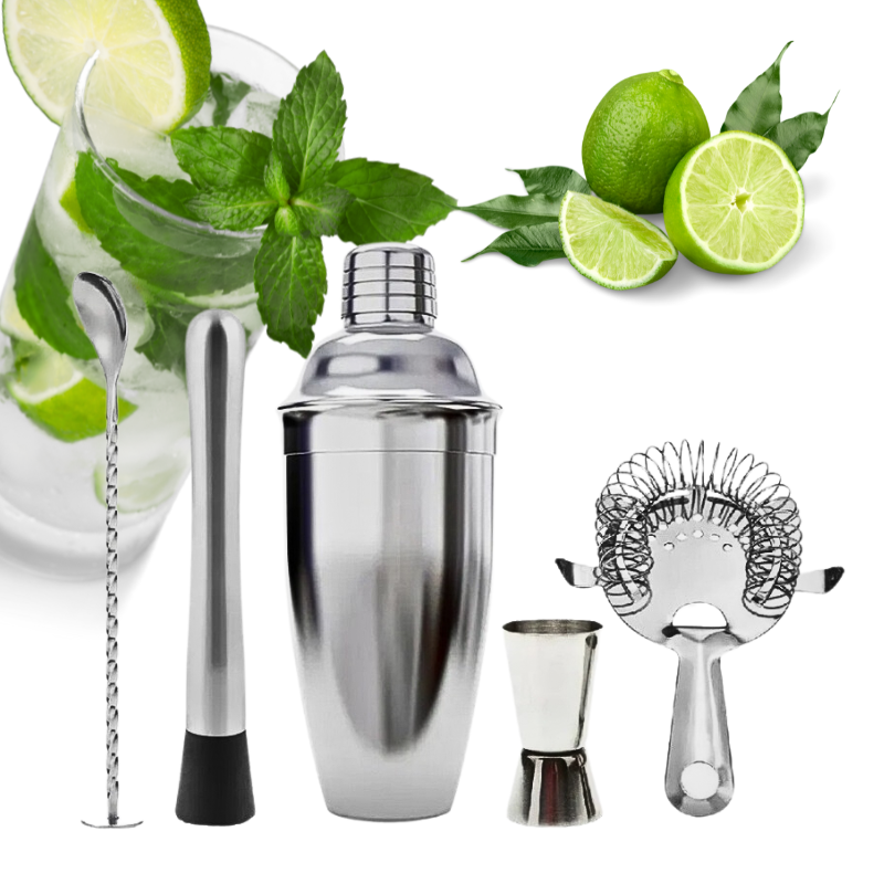 Kit Coqueteleira Aço Inox Bartender 04 Peças Drinks Coquetéis