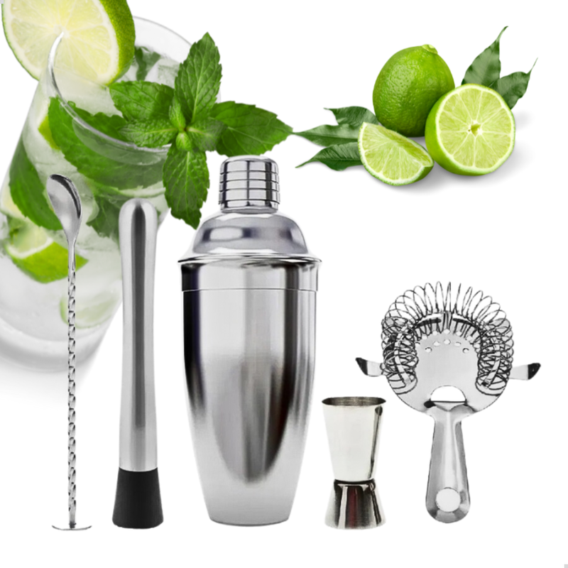 Kit Coqueteleira Aço Inox Bartender 04 Peças Drinks Coquetéis