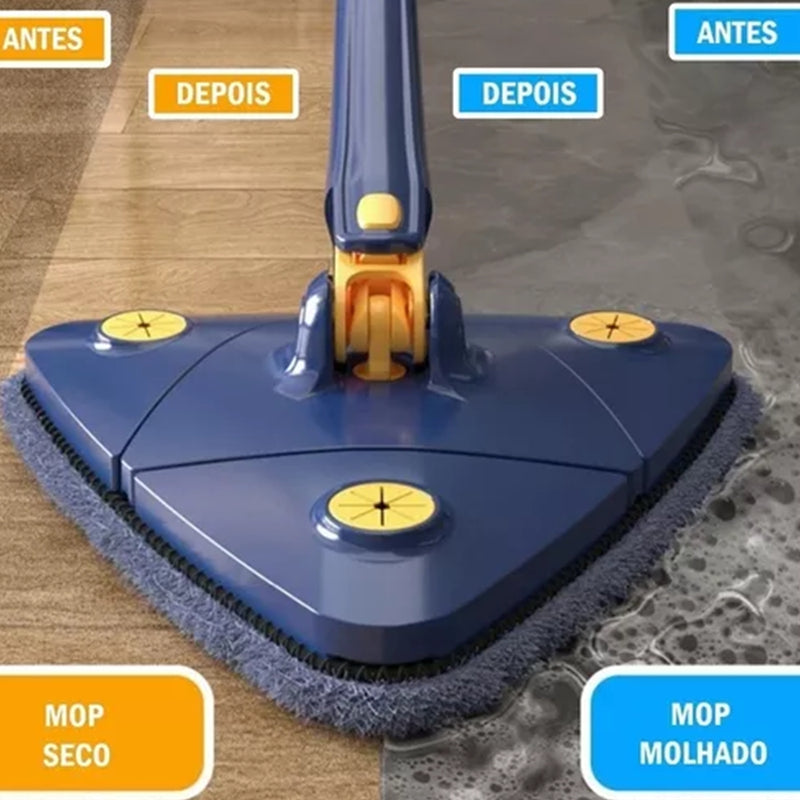 Esfregão Mop De Limpeza Triangular Ajustável Giratório 360°