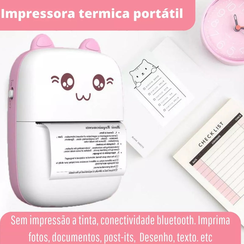 Mini Impressora Térmica Portátil Sem Fio BT 200 DPI