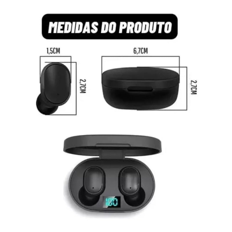 Fone de Ouvido Sem Fio TWS Bluetooth 5.0 - Cor Preto